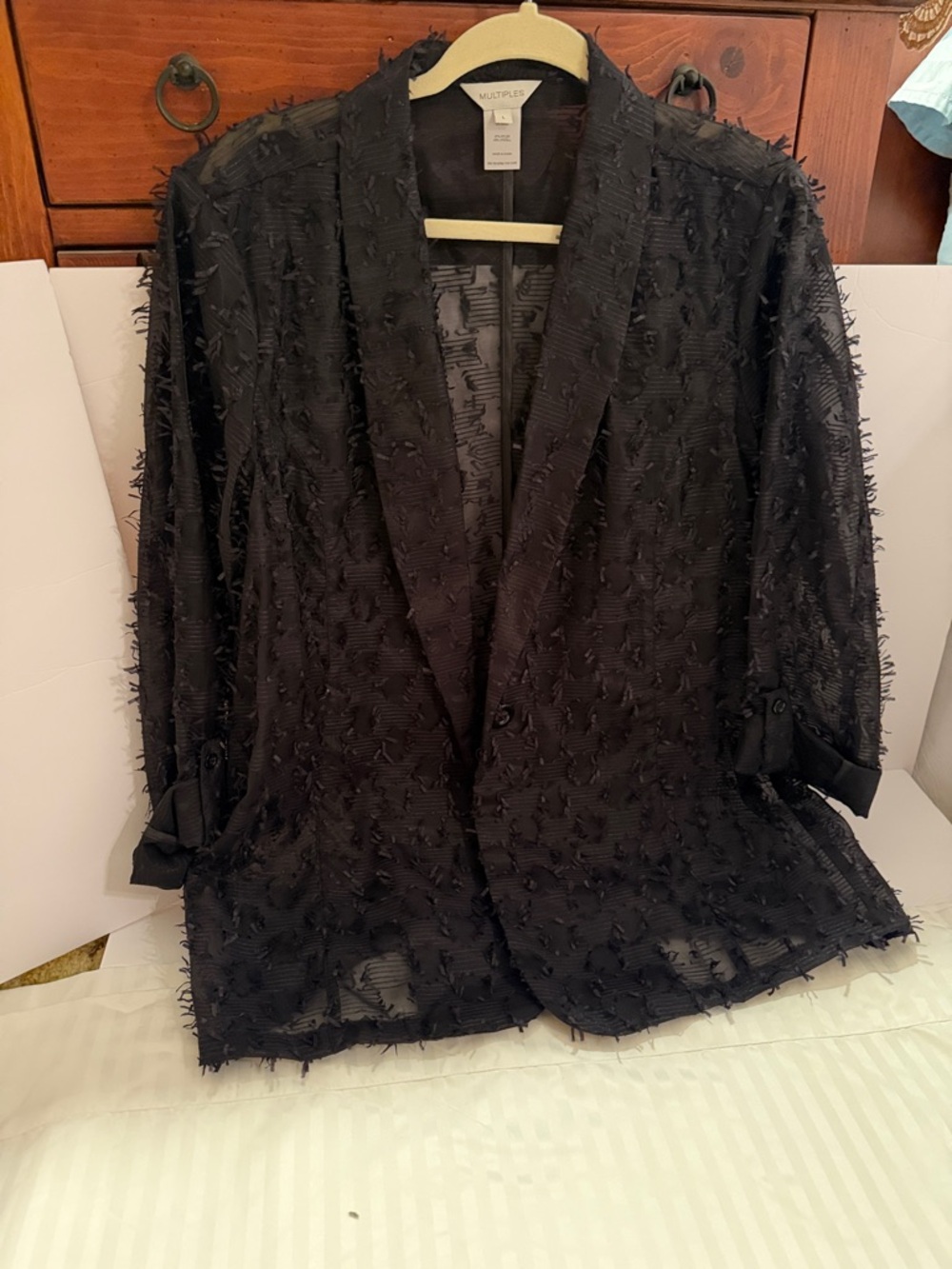 MULTIPLES Black Lace Blazer